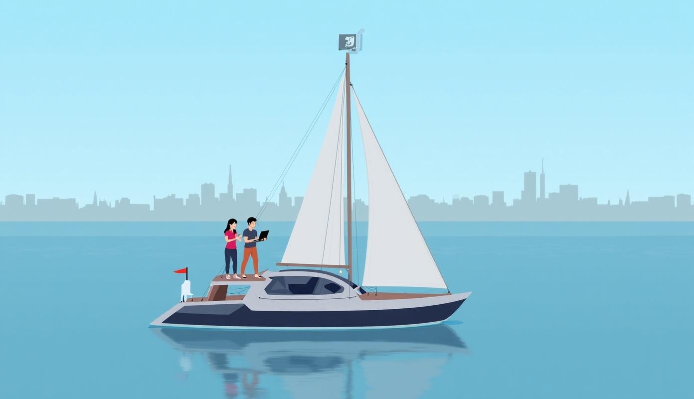 Par på sejlbåd med 5G